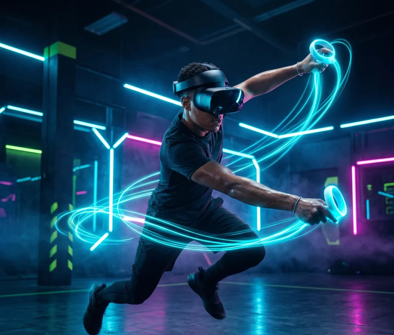 Spieler in VR-Immersion in einem Escape Game bei Nexus Reality Biel